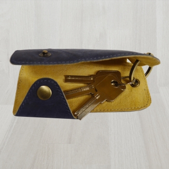 Preview: flevado Universal Leder Schlüsseltasche Mäppchen Vollleder großer Schlüsselring Druckknopfverschluss